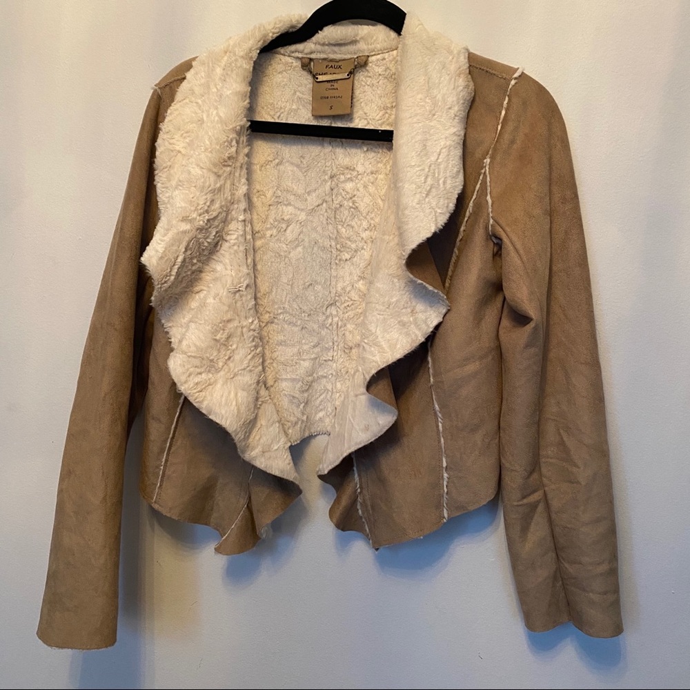VEGAN/FAUX SHEARLING SUEDE JACKET